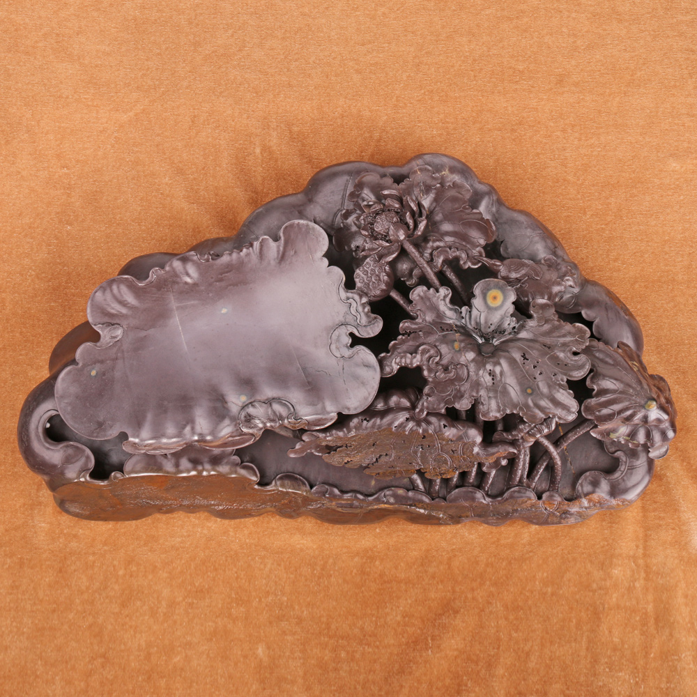 黎铿《荷趣》端砚艺术品