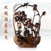 《玫瑰满蓝春色》根雕艺术品 