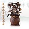 《玫瑰花蓝百花齐放》根雕艺术品 
