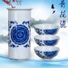 8头釉中彩红茶具（青花）功夫茶具