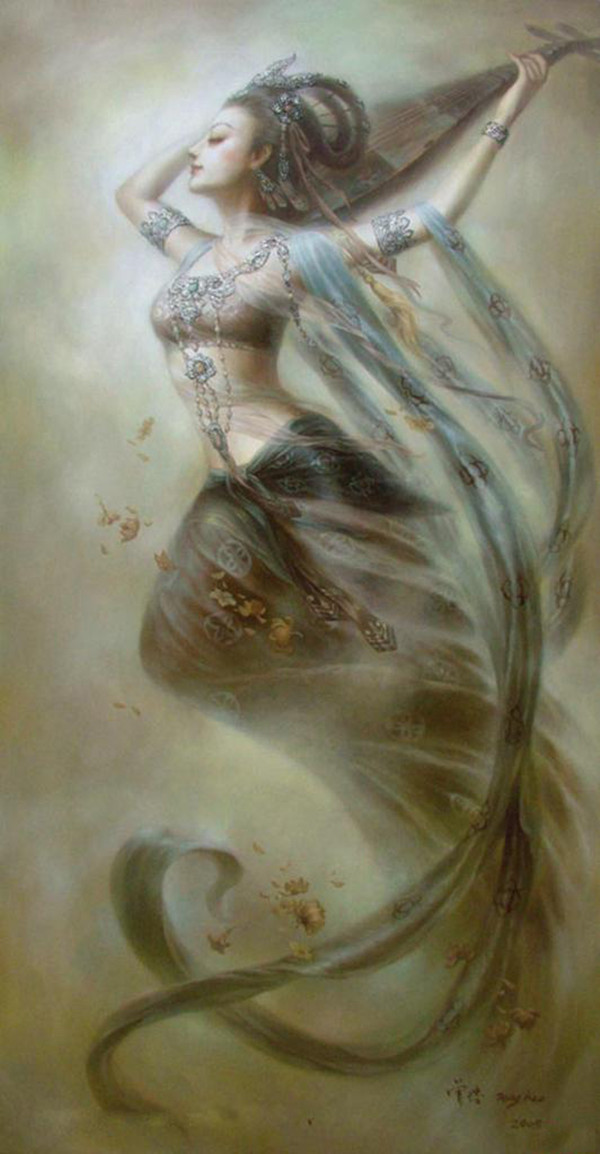曾浩的油画《敦煌世界》