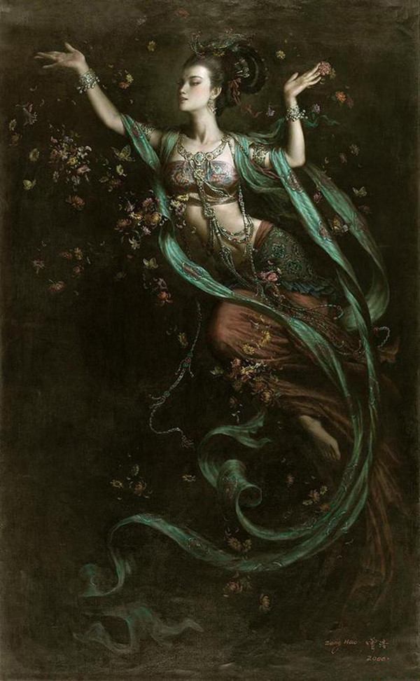 曾浩的油画《敦煌世界》
