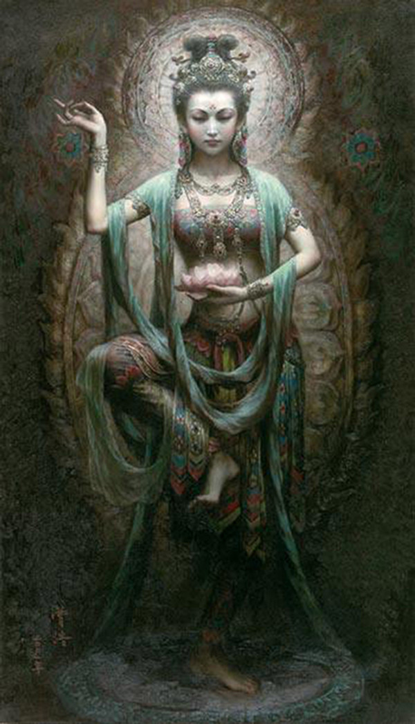 曾浩的油画《敦煌世界》