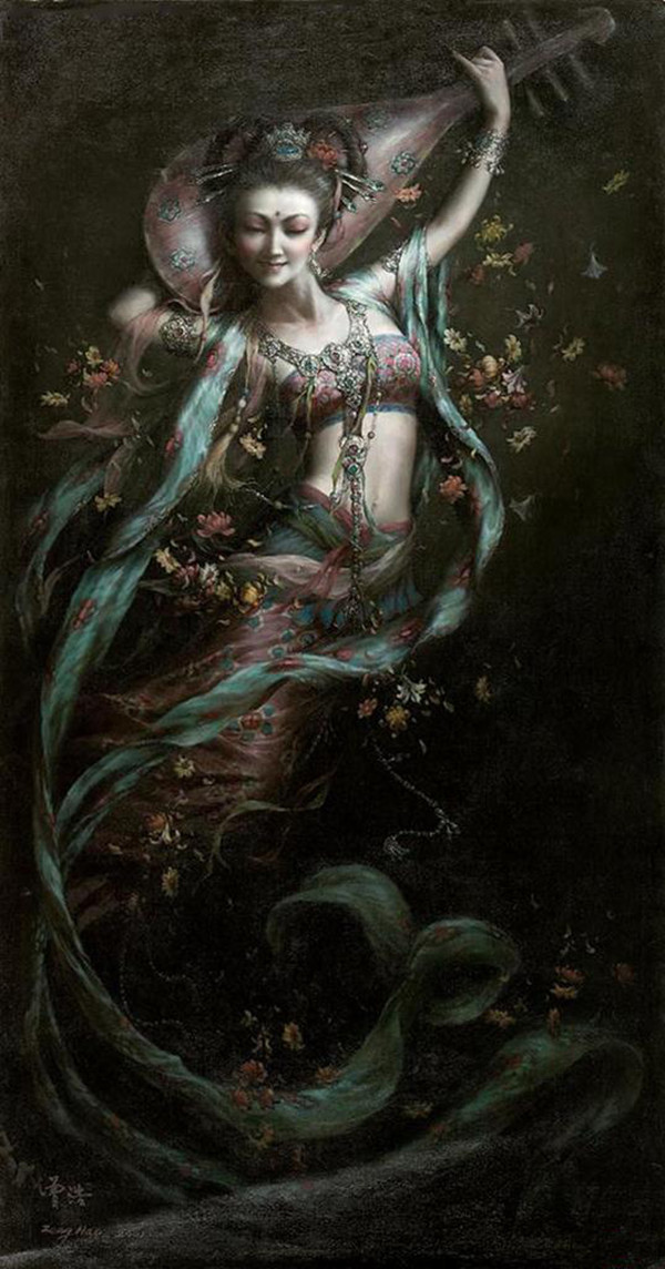 曾浩的油画《敦煌世界》