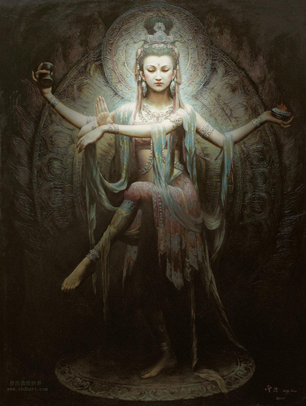 曾浩的油画《敦煌世界》