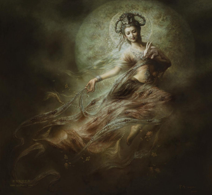 曾浩的油画《敦煌世界》