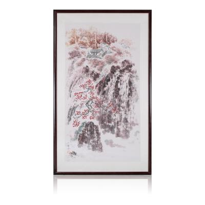 《瀑布》朝鲜水墨画