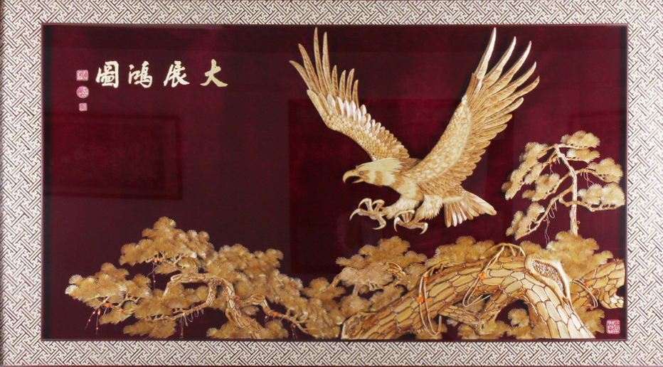 爱特猫麦秆画艺术品